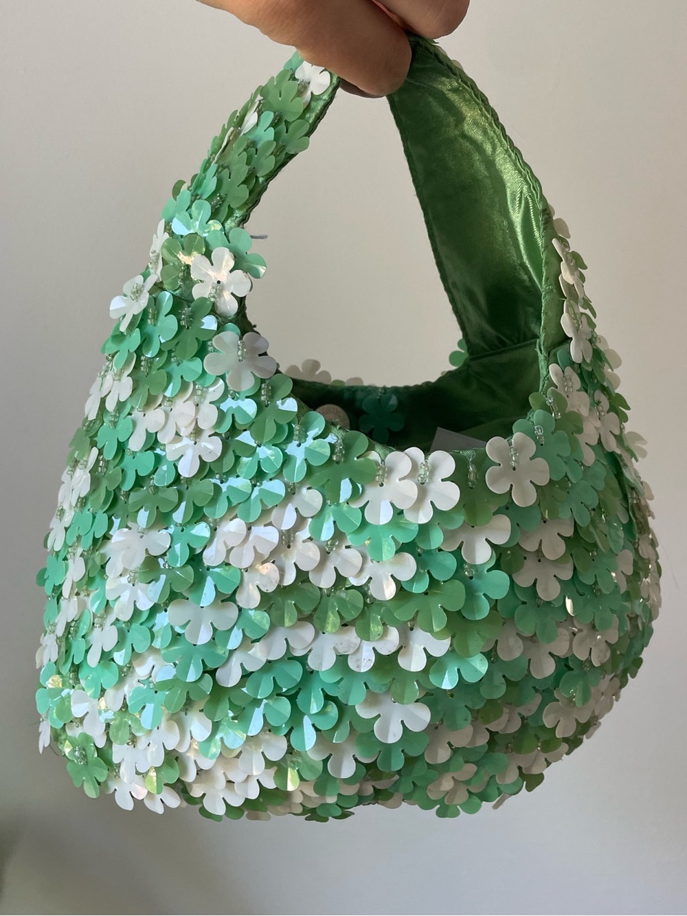 Handmade in India Flower Sequin Beaded Bag